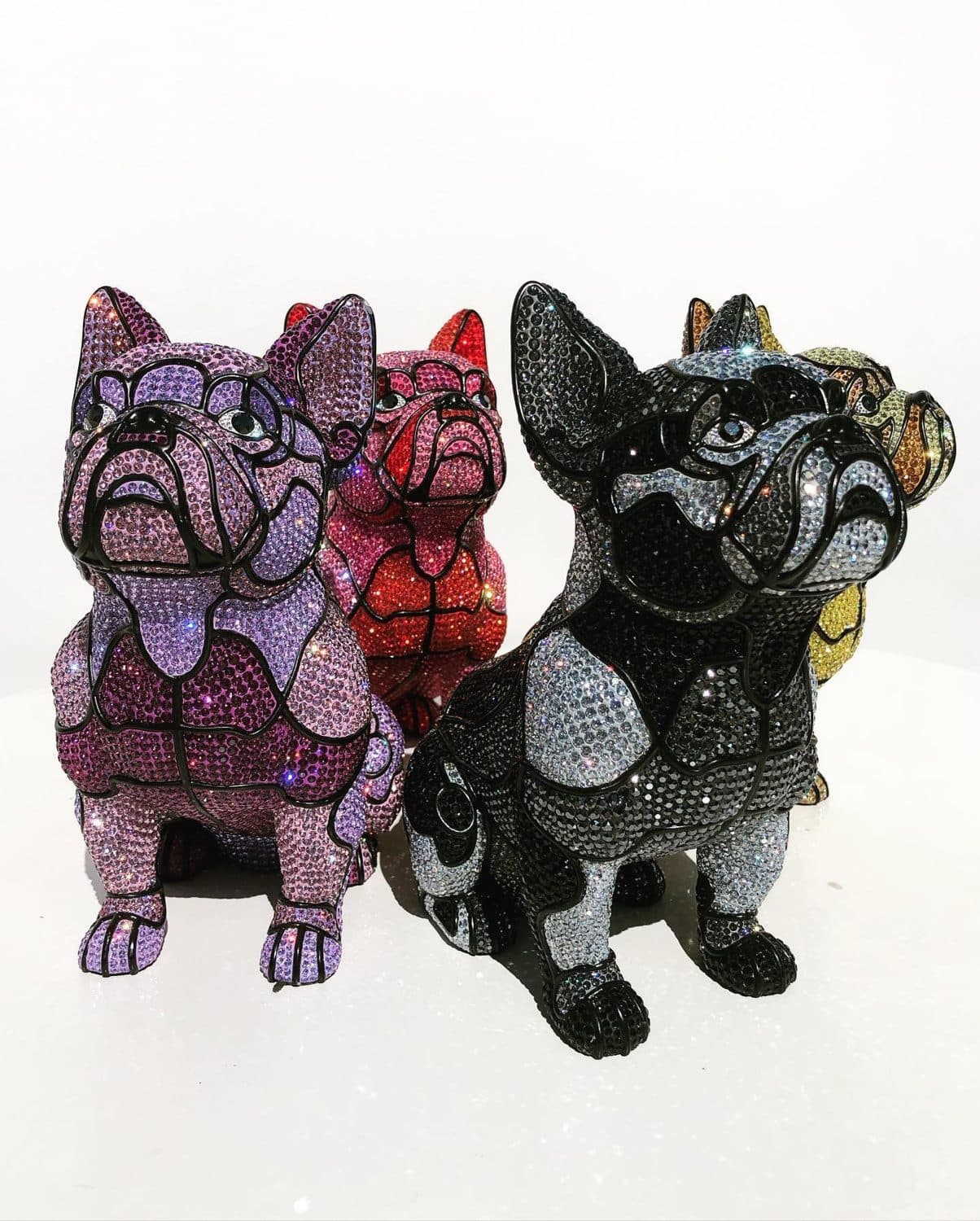 Detail of the hand-set crystal facets across the four colorways
