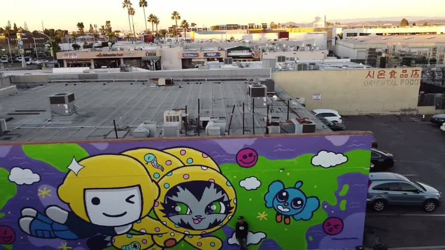 Aerial of the finished Convoy mural