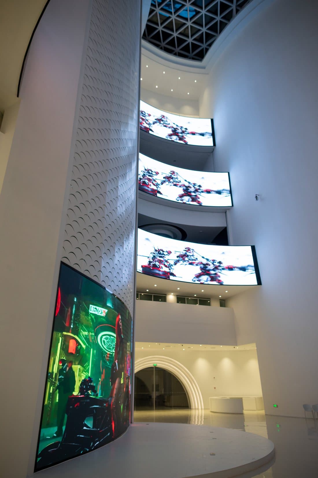 Inside the Big Bowl, the LED atrium